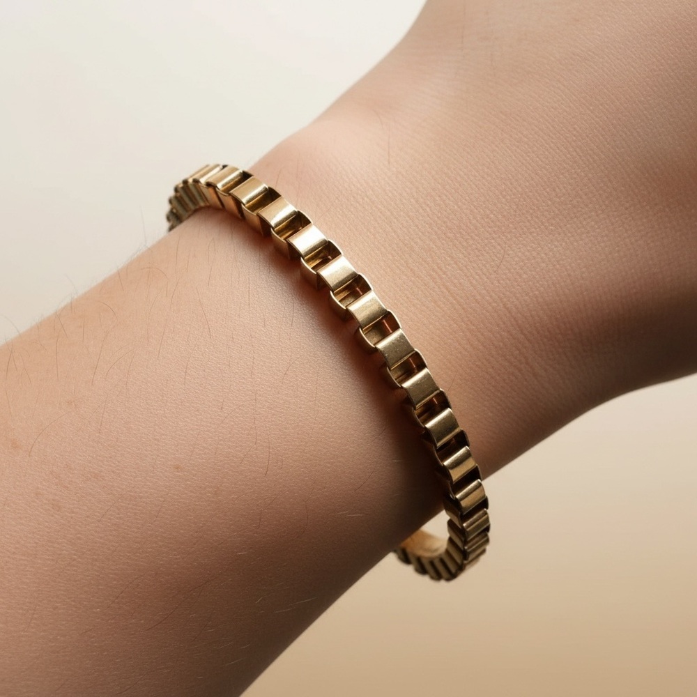 Vintage Gold Tone Geometric Bangle Bracelet Modernist Vintage Jewelry